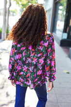 Load image into Gallery viewer, Eyes On You Forest Green Floral Smocked Bubble Sleeve V Neck Top
