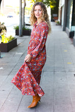 Load image into Gallery viewer, Casual Living Burgundy Floral Collared Fit &amp; Flare Maxi Dress
