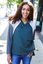 Load image into Gallery viewer, Stand Out Hunter Green V Neck Raglan Color Block Outseam Top
