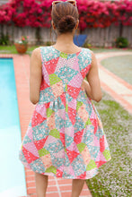 Load image into Gallery viewer, Hello Beautiful Peach &amp; Sage Patchwork Babydoll Swing Dress
