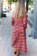 Load image into Gallery viewer, Casual Living Burgundy Floral Collared Fit &amp; Flare Maxi Dress
