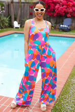 Load image into Gallery viewer, Summer Vibes Multicolor Abstract Floral Sleeveless Wide Leg Jumpsuit
