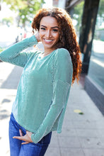 Load image into Gallery viewer, Hello Beautiful Green Rib Dolman Cropped Top
