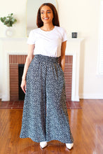 Load image into Gallery viewer, Let&#39;s Meet Up Black Animal Print Smocked Waist Palazzo Pants
