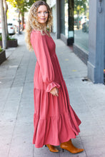 Load image into Gallery viewer, Beautiful You Lock Eyes Marsala Smocked Ruffle Sleeve Maxi Dress
