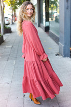 Load image into Gallery viewer, Beautiful You Lock Eyes Marsala Smocked Ruffle Sleeve Maxi Dress
