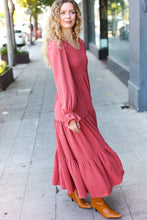 Load image into Gallery viewer, Beautiful You Lock Eyes Marsala Smocked Ruffle Sleeve Maxi Dress
