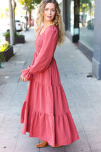 Load image into Gallery viewer, Beautiful You Lock Eyes Marsala Smocked Ruffle Sleeve Maxi Dress
