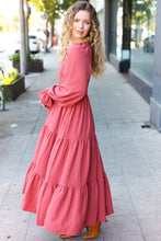 Load image into Gallery viewer, Beautiful You Lock Eyes Marsala Smocked Ruffle Sleeve Maxi Dress
