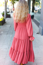 Load image into Gallery viewer, Beautiful You Lock Eyes Marsala Smocked Ruffle Sleeve Maxi Dress
