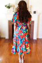 Load image into Gallery viewer, Be Bold Multicolor Abstract Tropical Print Smocked Waist Maxi Dress
