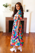 Load image into Gallery viewer, Be Bold Multicolor Abstract Tropical Print Smocked Waist Maxi Dress
