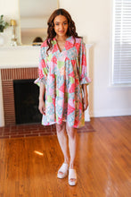 Load image into Gallery viewer, Look Of Love Lime &amp; Coral Patchwork Print V Neck Dress
