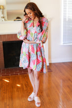 Load image into Gallery viewer, Look Of Love Lime &amp; Coral Patchwork Print V Neck Dress
