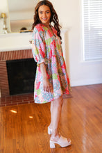 Load image into Gallery viewer, Look Of Love Lime &amp; Coral Patchwork Print V Neck Dress
