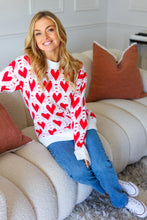 Load image into Gallery viewer, True Hearts Ivory &amp; Red Heart Oversized Sweater
