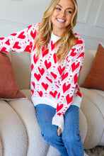 Load image into Gallery viewer, True Hearts Ivory &amp; Red Heart Oversized Sweater
