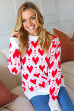 Load image into Gallery viewer, True Hearts Ivory &amp; Red Heart Oversized Sweater
