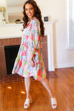 Load image into Gallery viewer, Look Of Love Lime &amp; Coral Patchwork Print V Neck Dress
