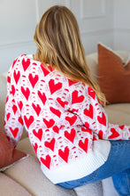 Load image into Gallery viewer, True Hearts Ivory &amp; Red Heart Oversized Sweater
