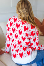 Load image into Gallery viewer, True Hearts Ivory &amp; Red Heart Oversized Sweater
