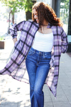 Load image into Gallery viewer, Fall Vibes Lavender Plaid Hacci Knit Open Cardigan
