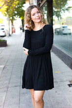 Load image into Gallery viewer, Classic Elegance Black Long Sleeve Shift Knit Dress
