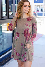 Load image into Gallery viewer, True Love Taupe &amp; French Rose Floral Print Long Sleeve Dress
