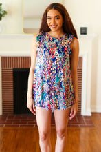 Load image into Gallery viewer, Weekend Ready Navy Floral Ruffle Sleeveless Top
