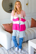 Load image into Gallery viewer, Face The Day Blush Wide Stripe Hacci Colorblock Cardigan
