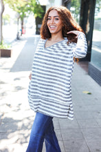 Load image into Gallery viewer, Nautical Ivory &amp; Grey Striped Hacci Knit Tunic Top
