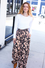 Load image into Gallery viewer, Fall Vibes Black Paisley Print Smocked Waist Palazzo Pants
