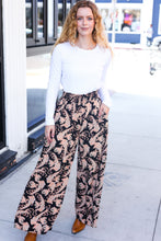 Load image into Gallery viewer, Fall Vibes Black Paisley Print Smocked Waist Palazzo Pants
