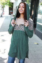 Load image into Gallery viewer, Diva Dreams Olive Leopard Print Half Zip Longline Hoodie
