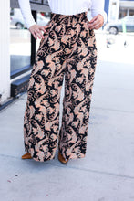 Load image into Gallery viewer, Fall Vibes Black Paisley Print Smocked Waist Palazzo Pants
