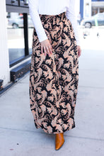 Load image into Gallery viewer, Fall Vibes Black Paisley Print Smocked Waist Palazzo Pants
