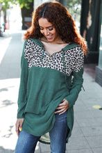 Load image into Gallery viewer, Diva Dreams Olive Leopard Print Half Zip Longline Hoodie
