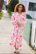 Load image into Gallery viewer, Beautiful You Frill V-Neck Shirred Waist Floral Maxi Dress
