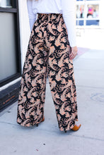 Load image into Gallery viewer, Fall Vibes Black Paisley Print Smocked Waist Palazzo Pants
