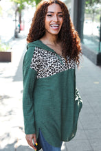 Load image into Gallery viewer, Diva Dreams Olive Leopard Print Half Zip Longline Hoodie
