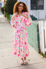 Load image into Gallery viewer, Beautiful You Frill V-Neck Shirred Waist Floral Maxi Dress
