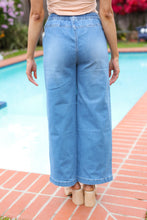 Load image into Gallery viewer, Denim Blue High Rise Drawstring Cropped Jeans
