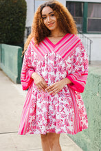 Load image into Gallery viewer, Let&#39;s Meet Up Red &amp; Pink Paisley Drop Shoulder Kimono Dress
