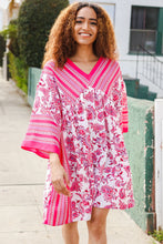 Load image into Gallery viewer, Let&#39;s Meet Up Red &amp; Pink Paisley Drop Shoulder Kimono Dress
