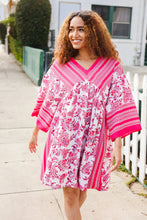 Load image into Gallery viewer, Let&#39;s Meet Up Red &amp; Pink Paisley Drop Shoulder Kimono Dress
