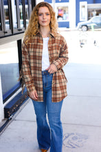 Load image into Gallery viewer, Boldly You Taupe &amp; Rust Flannel Plaid Fringe Jacket
