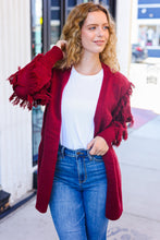 Load image into Gallery viewer, Beautiful You Burgundy Fringe Detail Knit Cardigan
