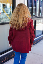 Load image into Gallery viewer, Beautiful You Burgundy Fringe Detail Knit Cardigan
