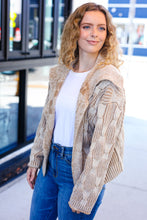 Load image into Gallery viewer, Autumn Vibes Taupe Textured Cable Knit Collared Cardigan
