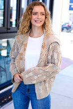 Load image into Gallery viewer, Autumn Vibes Taupe Textured Cable Knit Collared Cardigan
